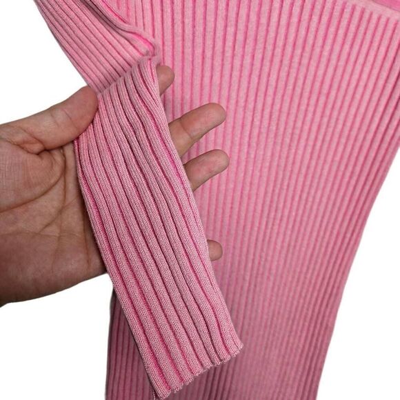 H&M Pink Rib-knit Dress with Collar Long Sleeves Size Medium - Picture 7 of 11